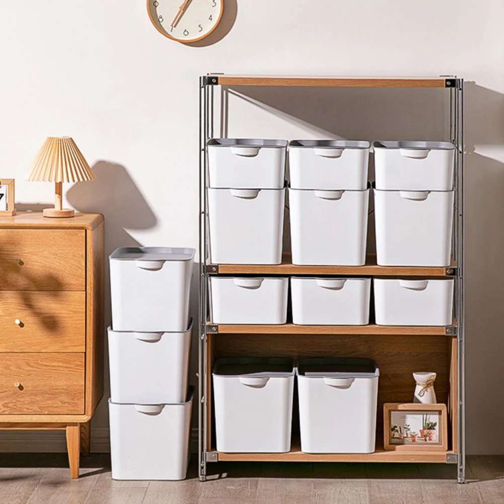 【Lifeideas】Set of 4 Plastic Storage Boxes with Lids in White