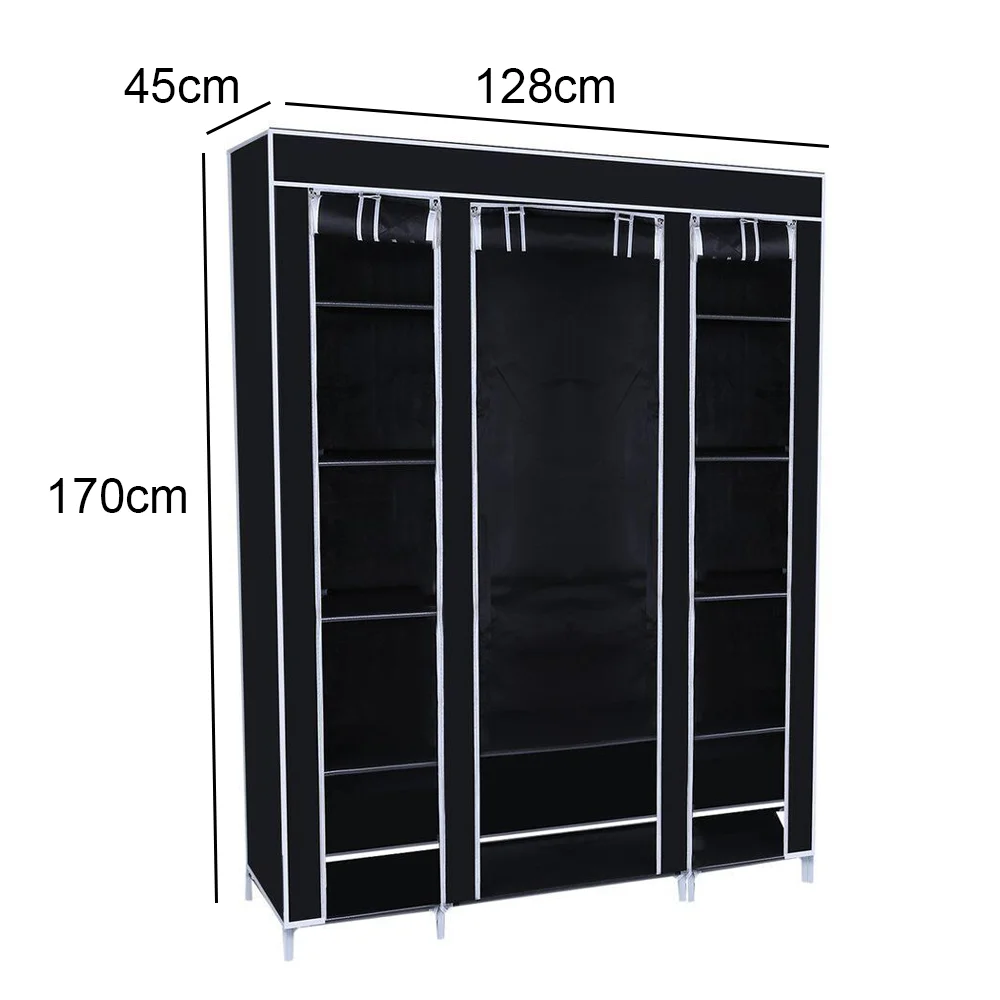 Canvas Wardrobe Clothes Closet Organizer Portable Storage Cupboard for Bedroom 128*45*170cm Fabric Closet