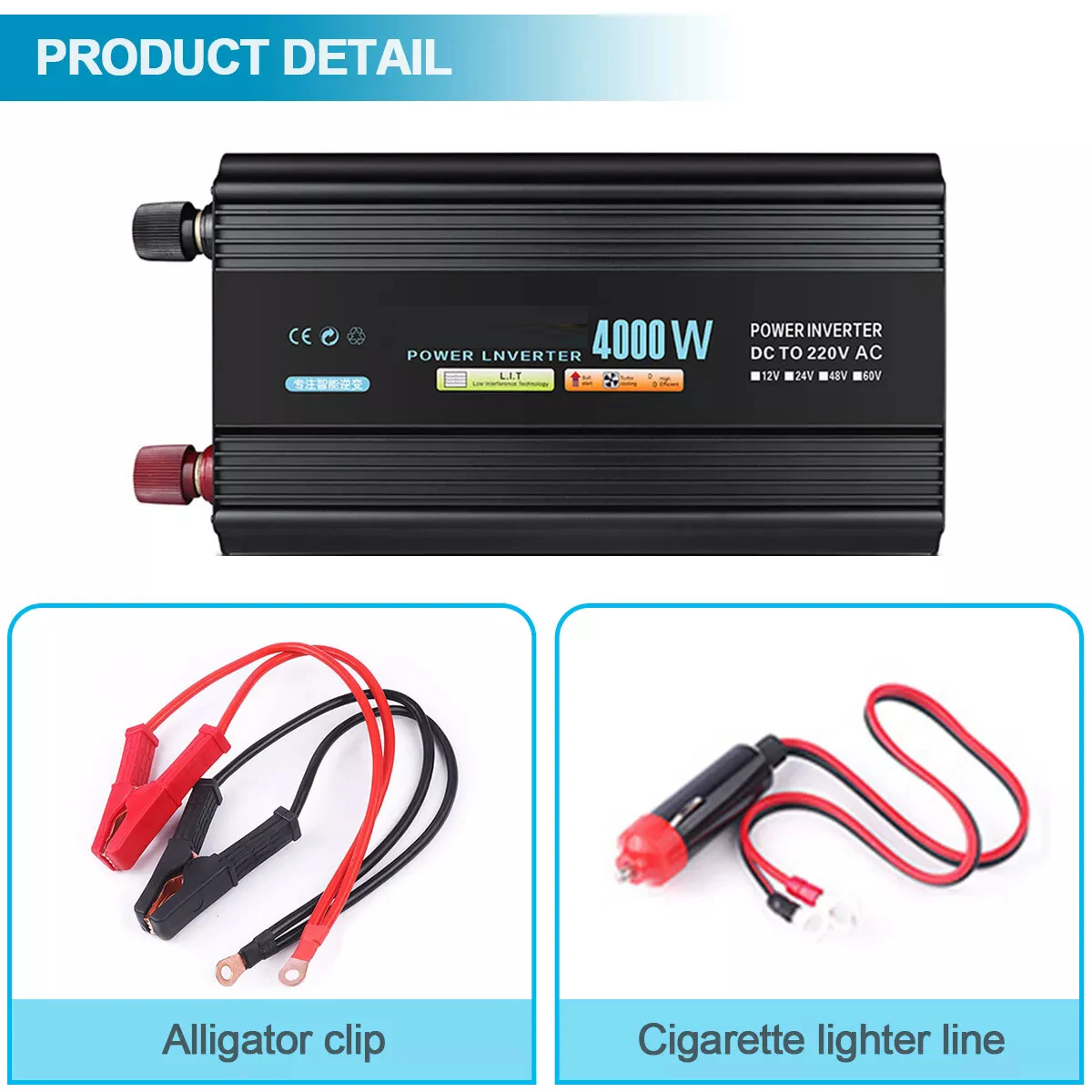 8000W Peak 4000W 12V to 240V SINE WAVE POWER INVERTER CONVERTER LCD USB