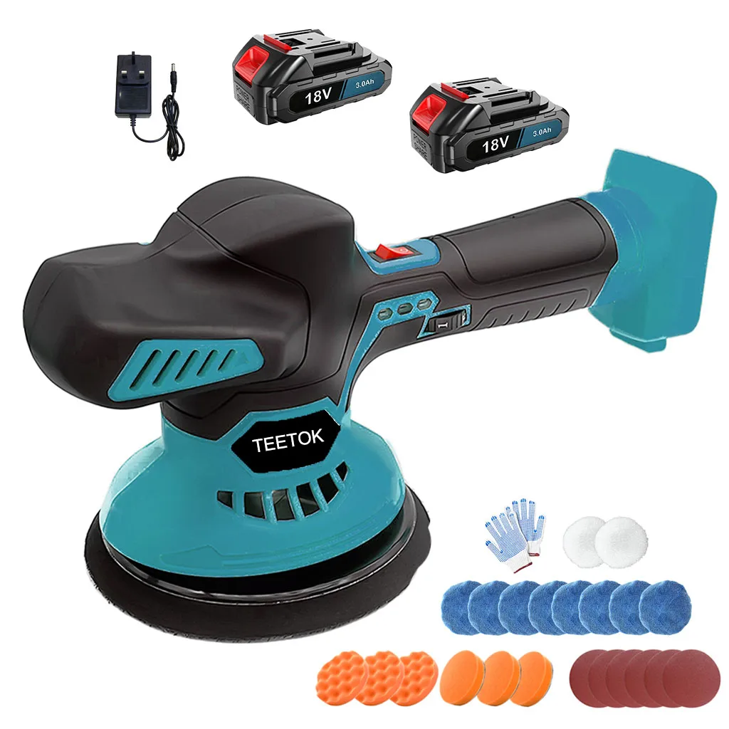Cordless Polisher 6 Gears Rechargeable Car Polishing Machine Electric Rotary Tool For Makita 18v +2 Battery 5000RPM & 150mm