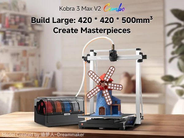 ANYCUBIC Kobra 3 Max V2 Combo 3D Printer Up to 600mm/s Maximum Print Speed Massive Build Volume 500*420*420mm Smart APP Control