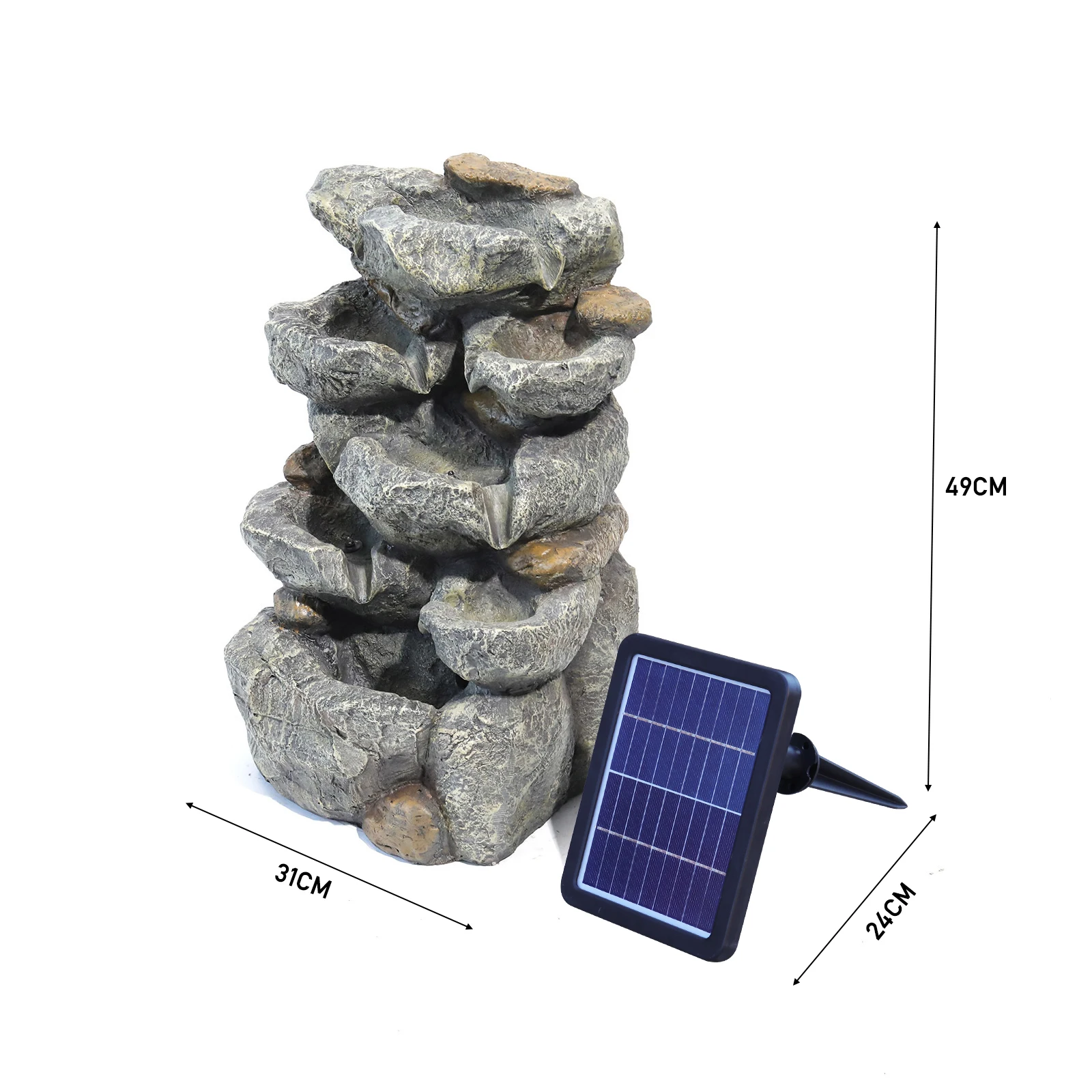 Garden Water Feature Outdoor LED Waterfall Fountain Rockery Decor