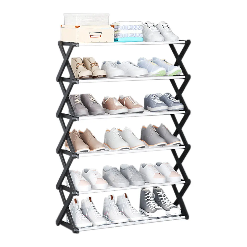 Voltsify Black Foldable Multi-Tier Metal Shoe Rack for Closet Entrayway Living Room