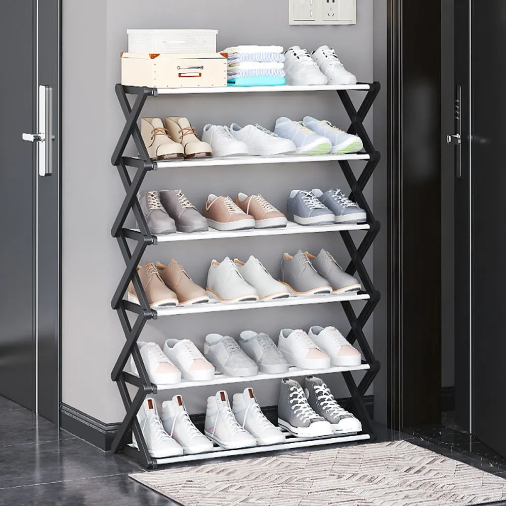 Voltsify Black Foldable Multi-Tier Metal Shoe Rack for Closet Entrayway Living Room
