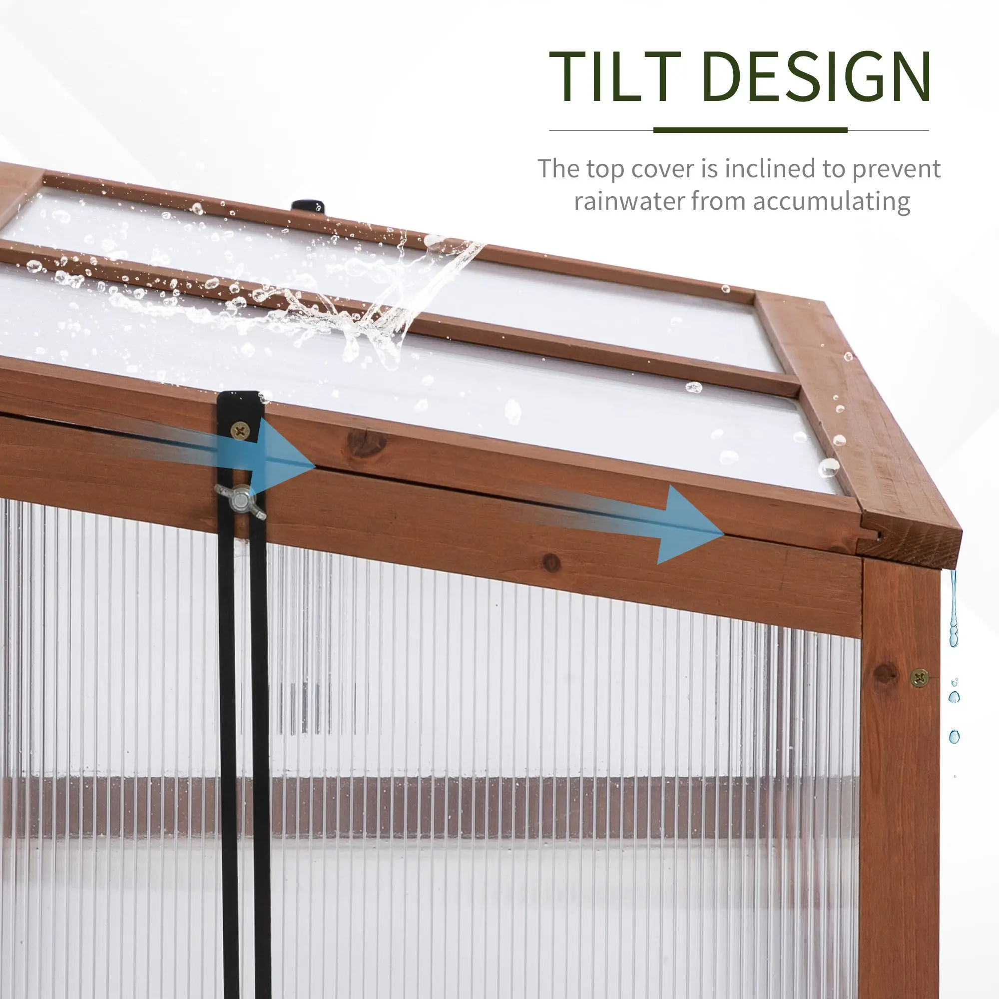Wooden Cold Frame Greenhouse Polycarbonate Board Plant Flower 100 X 65 X 40cm