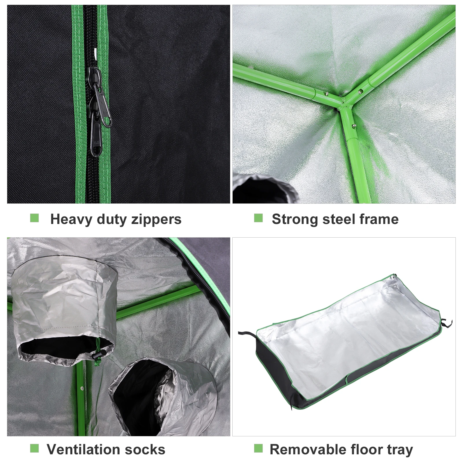 120*60*150cm Indoor Plant Grow Tent Green Room Hydroponic Canopy Mylar 600D