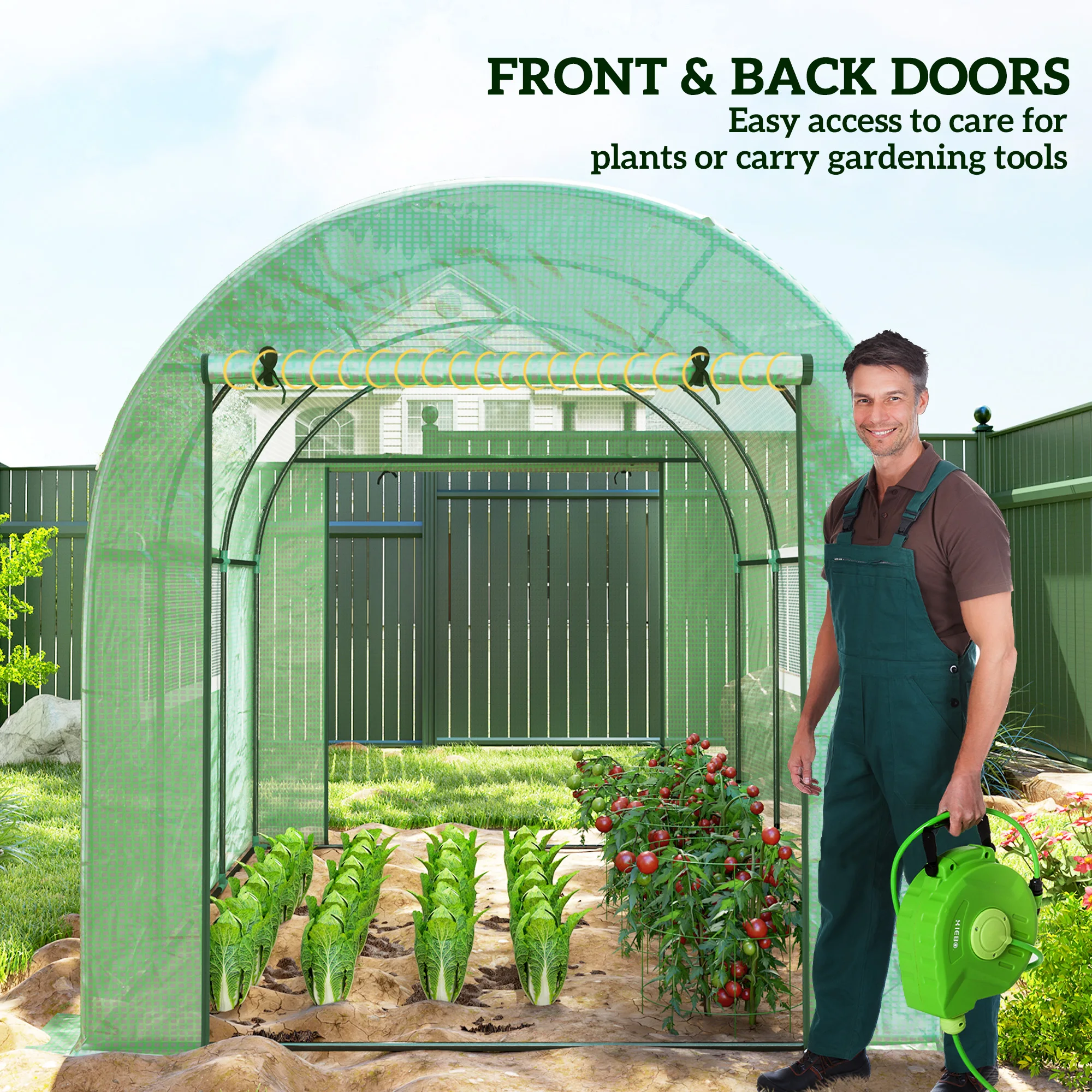 Polytunnel Greenhouse with Uv-Resistant Pe Cover, Grow House, 3 X 2 X 2m