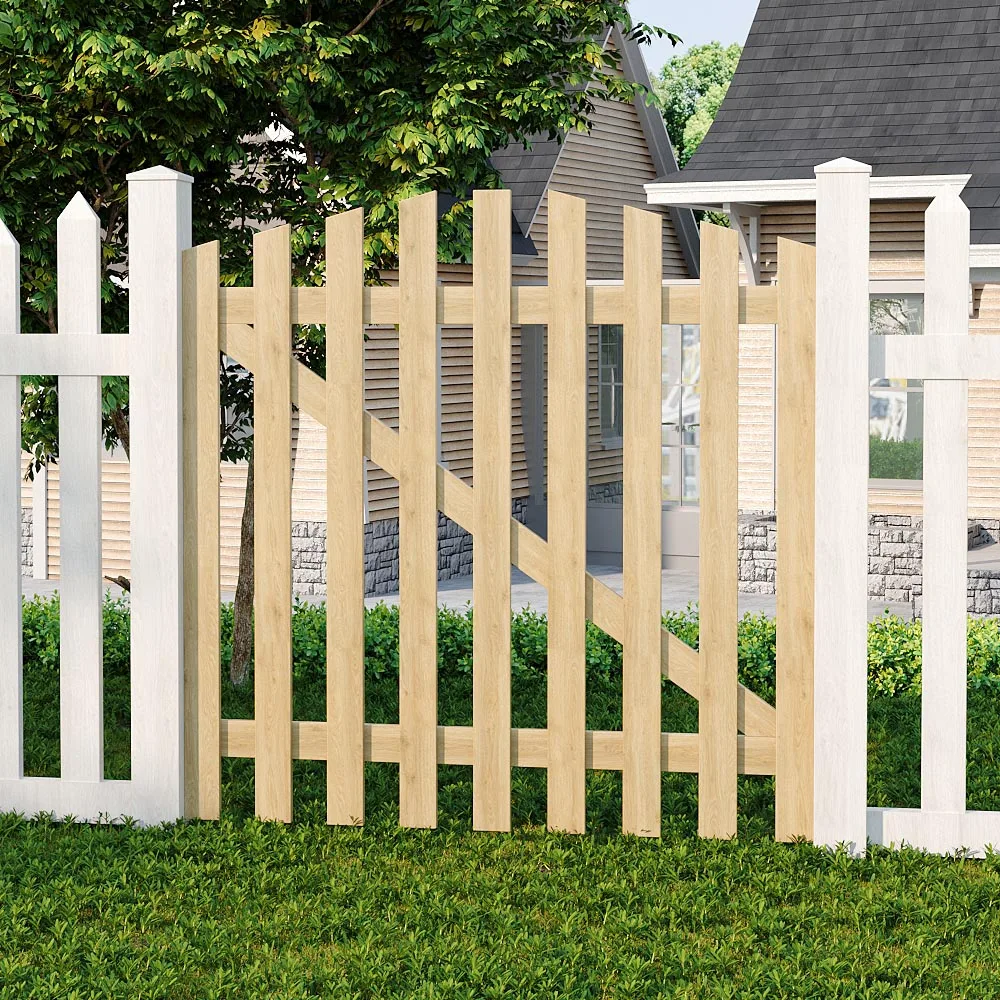 Outdoor Wooden Garden Gate Fence Spruce Wood Door with 8-inch Stainless Steel Bolt