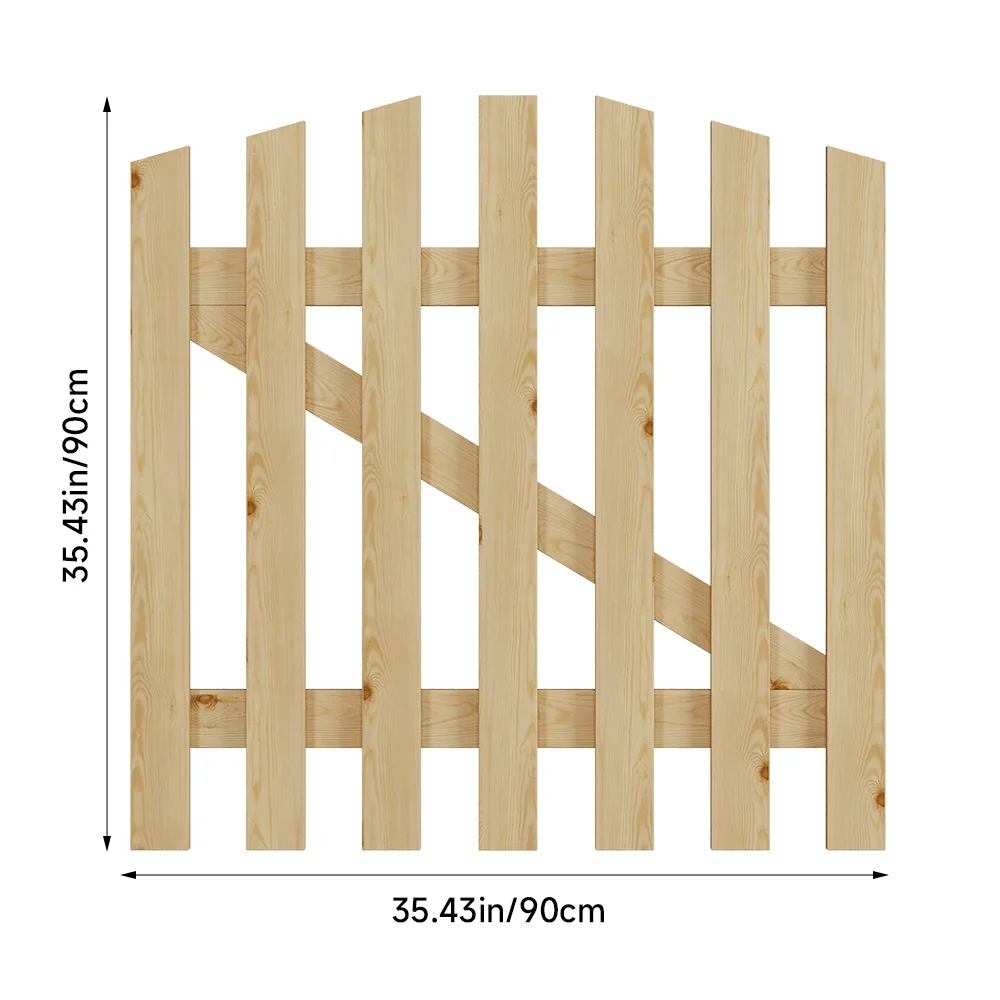 Outdoor Wooden Garden Gate Fence Spruce Wood Door with 8-inch Stainless Steel Bolt