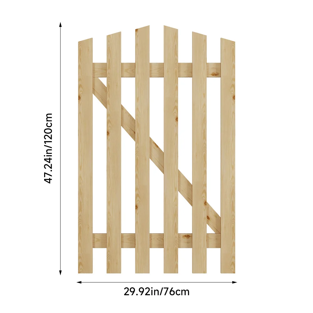 Outdoor Wooden Garden Gate Fence Spruce Wood Door with 8-inch Stainless Steel Bolt