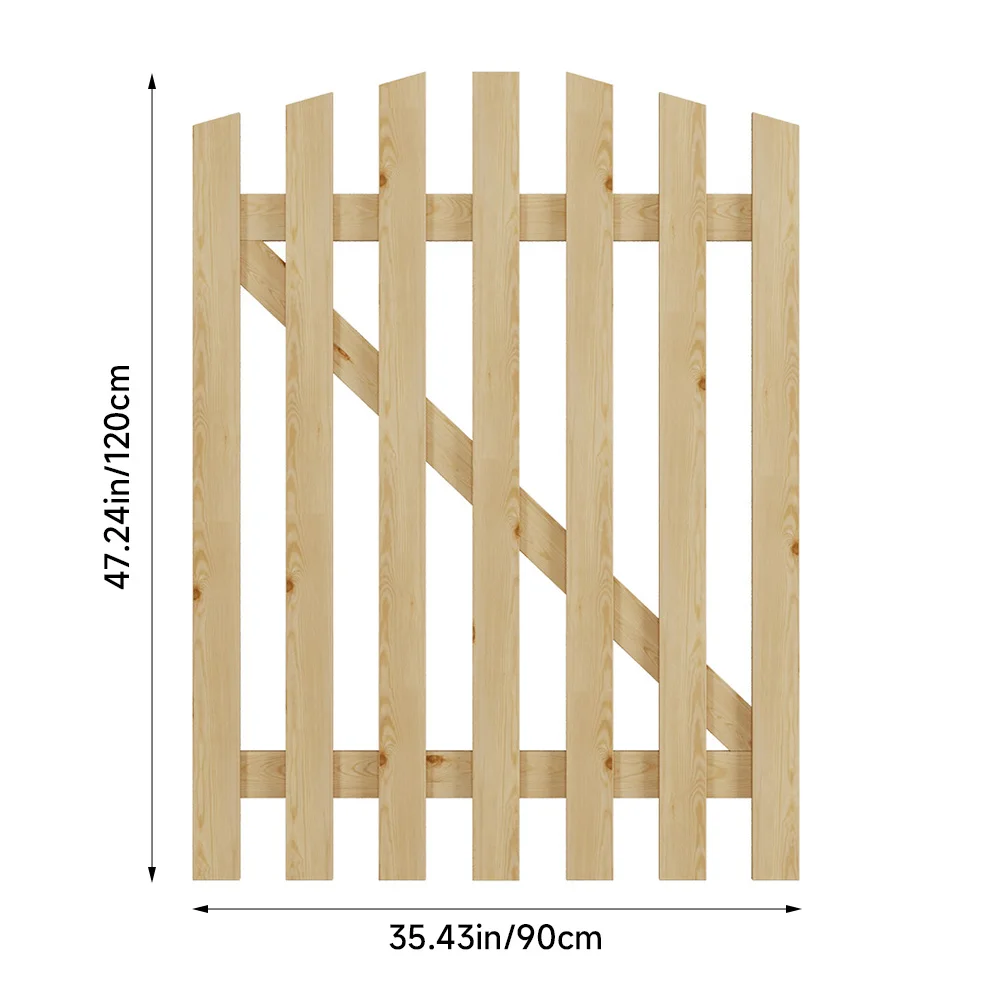 Outdoor Wooden Garden Gate Fence Spruce Wood Door with 8-inch Stainless Steel Bolt
