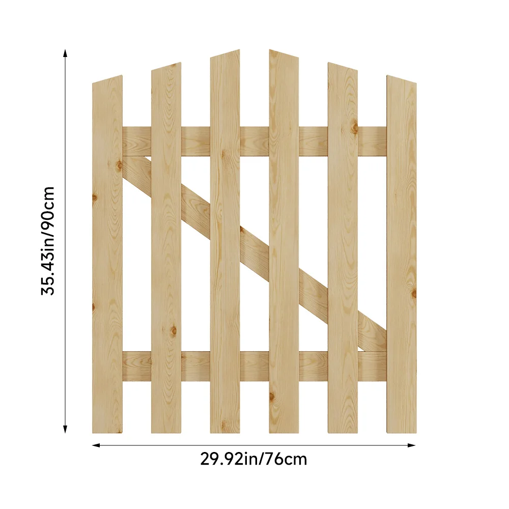 Outdoor Wooden Garden Gate Fence Spruce Wood Door with 8-inch Stainless Steel Bolt