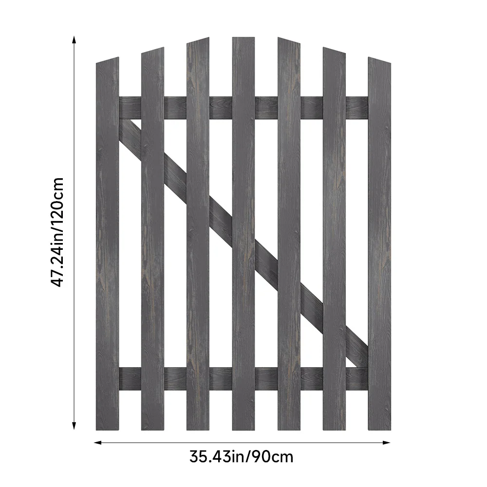 Outdoor Wooden Garden Gate Fence Spruce Wood Door with 8-inch Stainless Steel Bolt