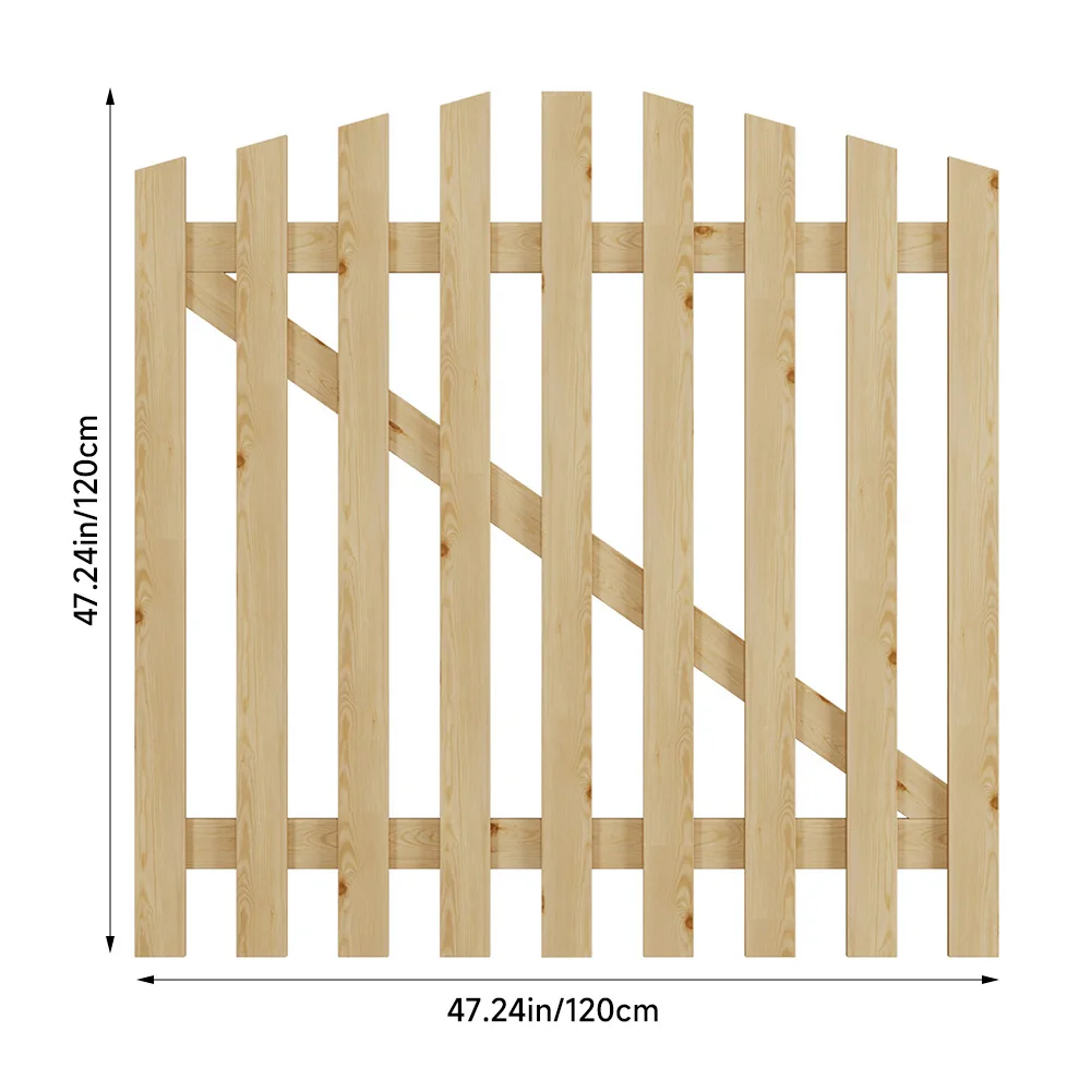 Outdoor Wooden Garden Gate Fence Spruce Wood Door with 8-inch Stainless Steel Bolt