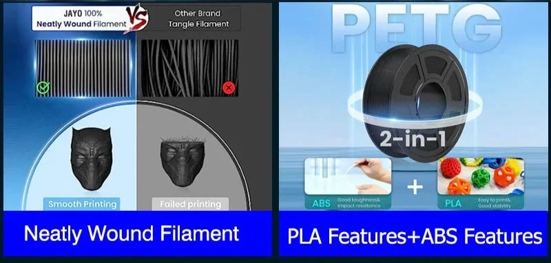 JAYO PLA Plus SILK Three Colors Silk Rainbow 3D Printer Filament 1.75mm 100% No Bubble FDM 3D Printer Materials for 3D Printer