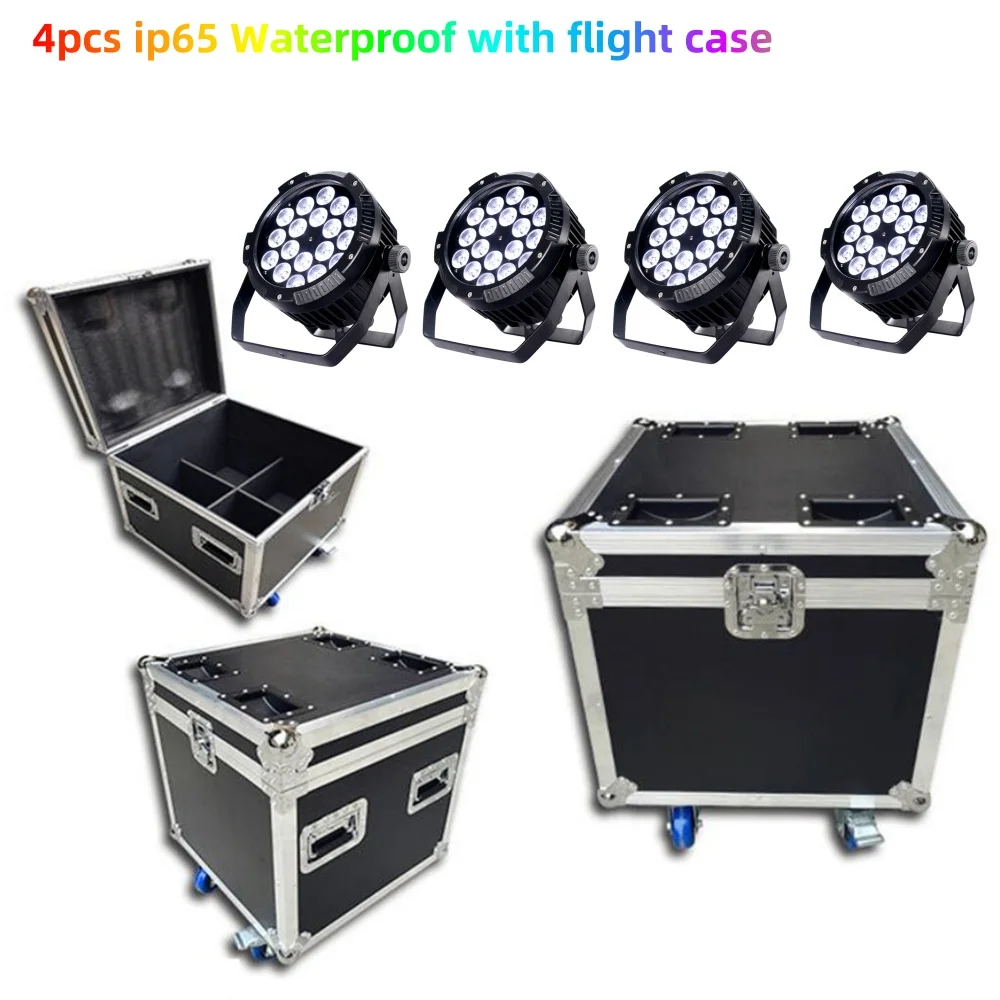 IP65 Waterproof with Flight Case LED Par Lights 18x18w RGBWA UV DJ DMX512 Control Professional Stage DJ Equipment Disco Lights