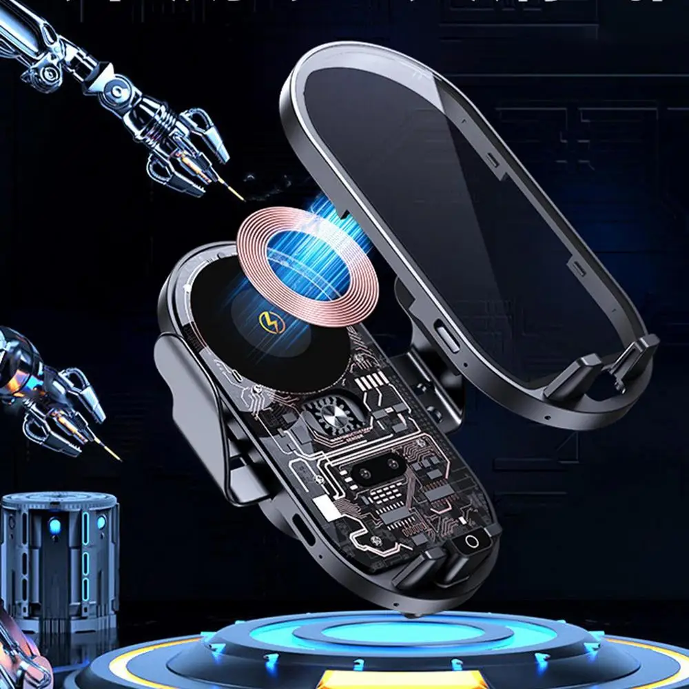 Wireless Car Charger Vehicle Mount Rotation Phone Holder Auto Clamping Safe Stable Smartphone Dashboard Mount For Vehicles