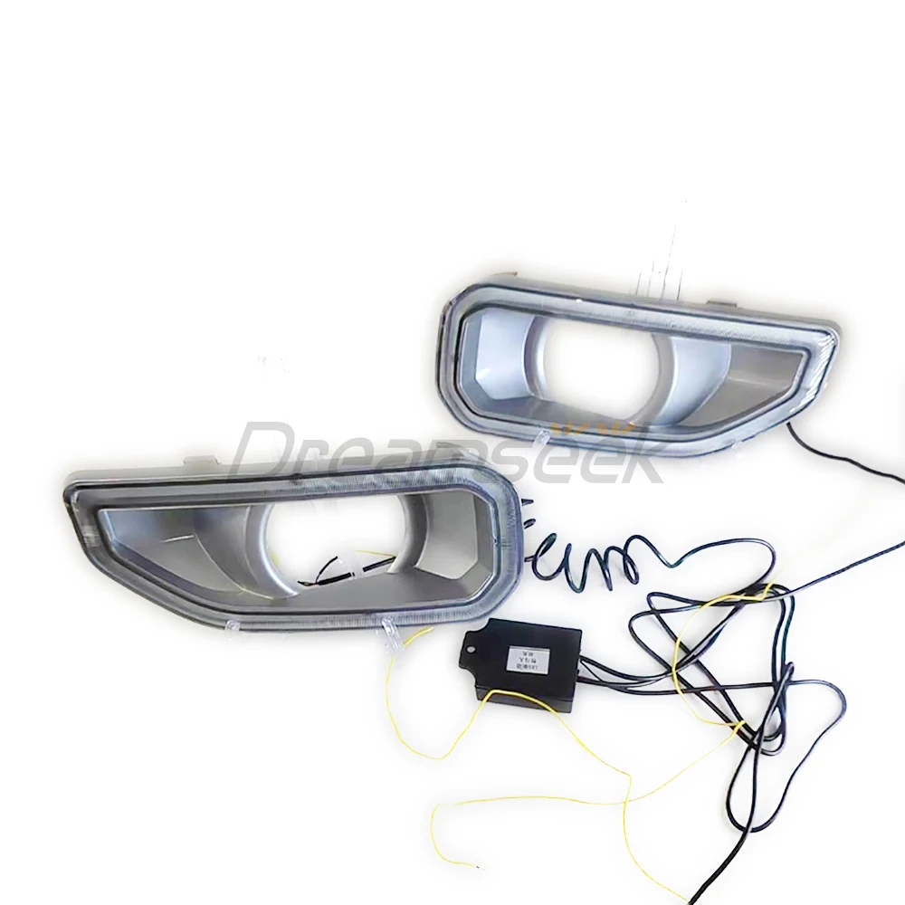 LED DRL Daytime Running Light for Jeep Wrangler JL 2018+ Auto Driving W/ Yellow Turn Signal Light Front Bumper Fog Lamp Daylight