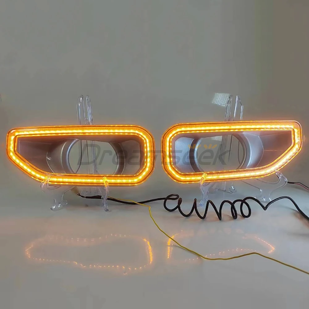 LED DRL Daytime Running Light for Jeep Wrangler JL 2018+ Auto Driving W/ Yellow Turn Signal Light Front Bumper Fog Lamp Daylight