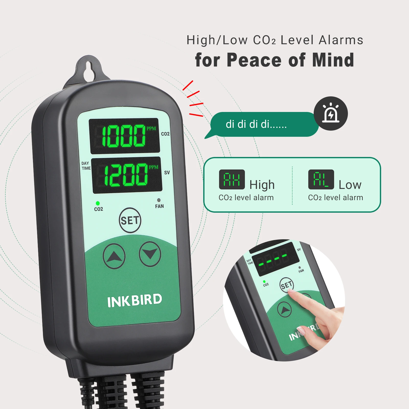 INKBIRD ICC-510 Digital CO2 Controller & Monitor Air Quality with 2 Outlets CO2 Generator For Greenhouse Grow Tent Indoor Use