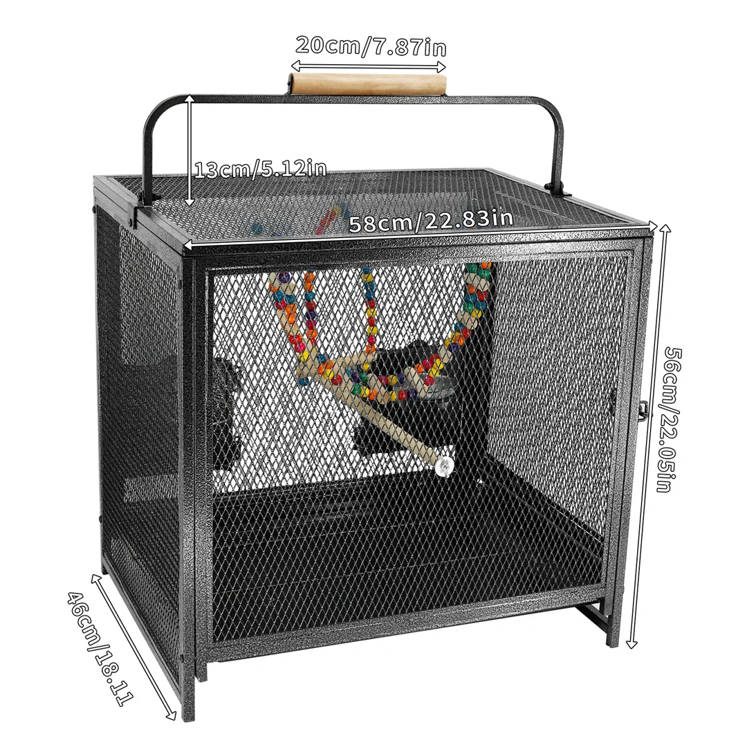 Portable Bird Cage Playpen Travel Carrier with Hammock And Toy Removable Tray for Small Pets - Outdoor And Indoor Use