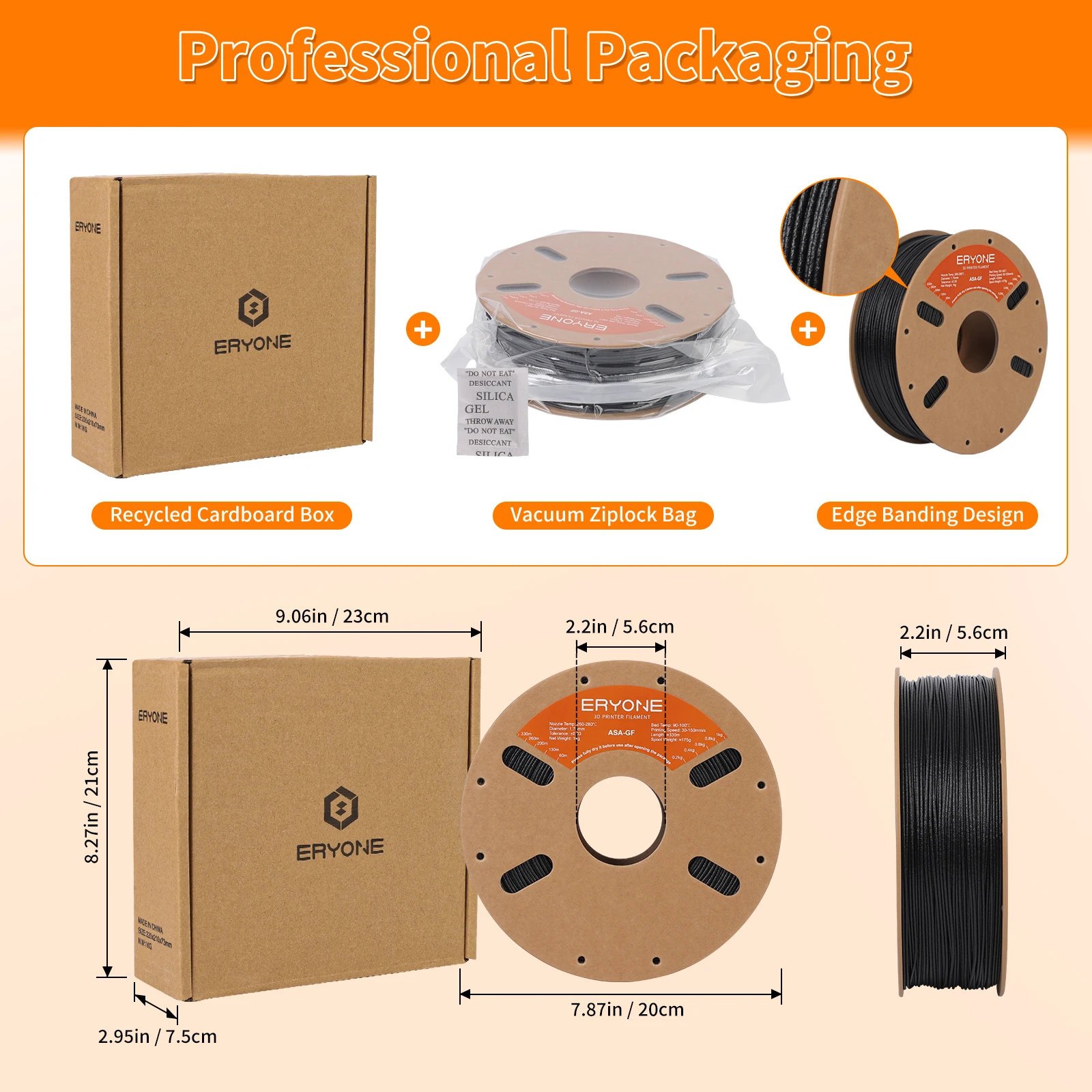 ERYONE 10KG ASA-GF Filament, 3D Printing ASA Glass Fiber Filament, 1.75mm +/- 0.03mm, 1kg (2.2 lbs)/Spool