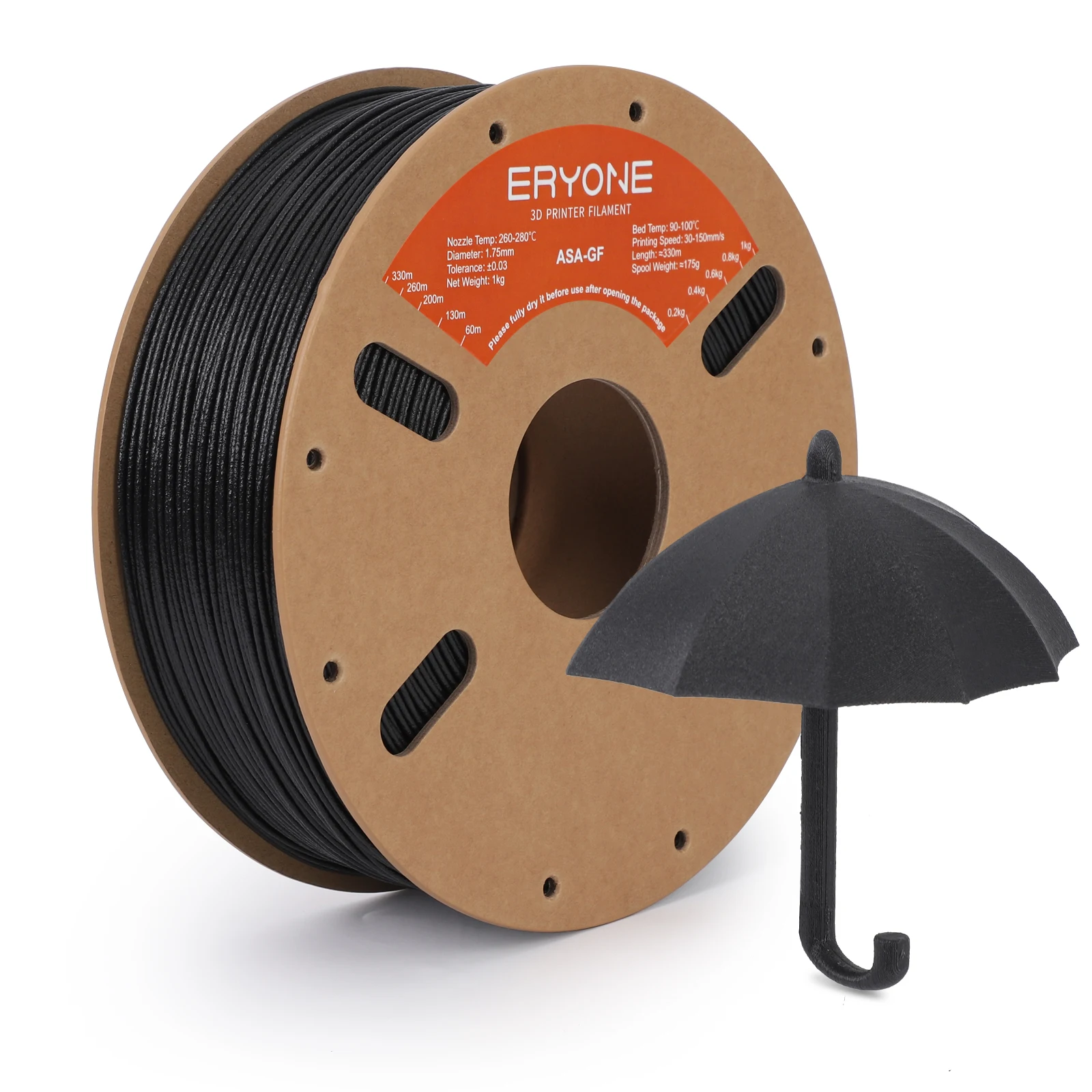 ERYONE 10KG ASA-GF Filament, 3D Printing ASA Glass Fiber Filament, 1.75mm +/- 0.03mm, 1kg (2.2 lbs)/Spool