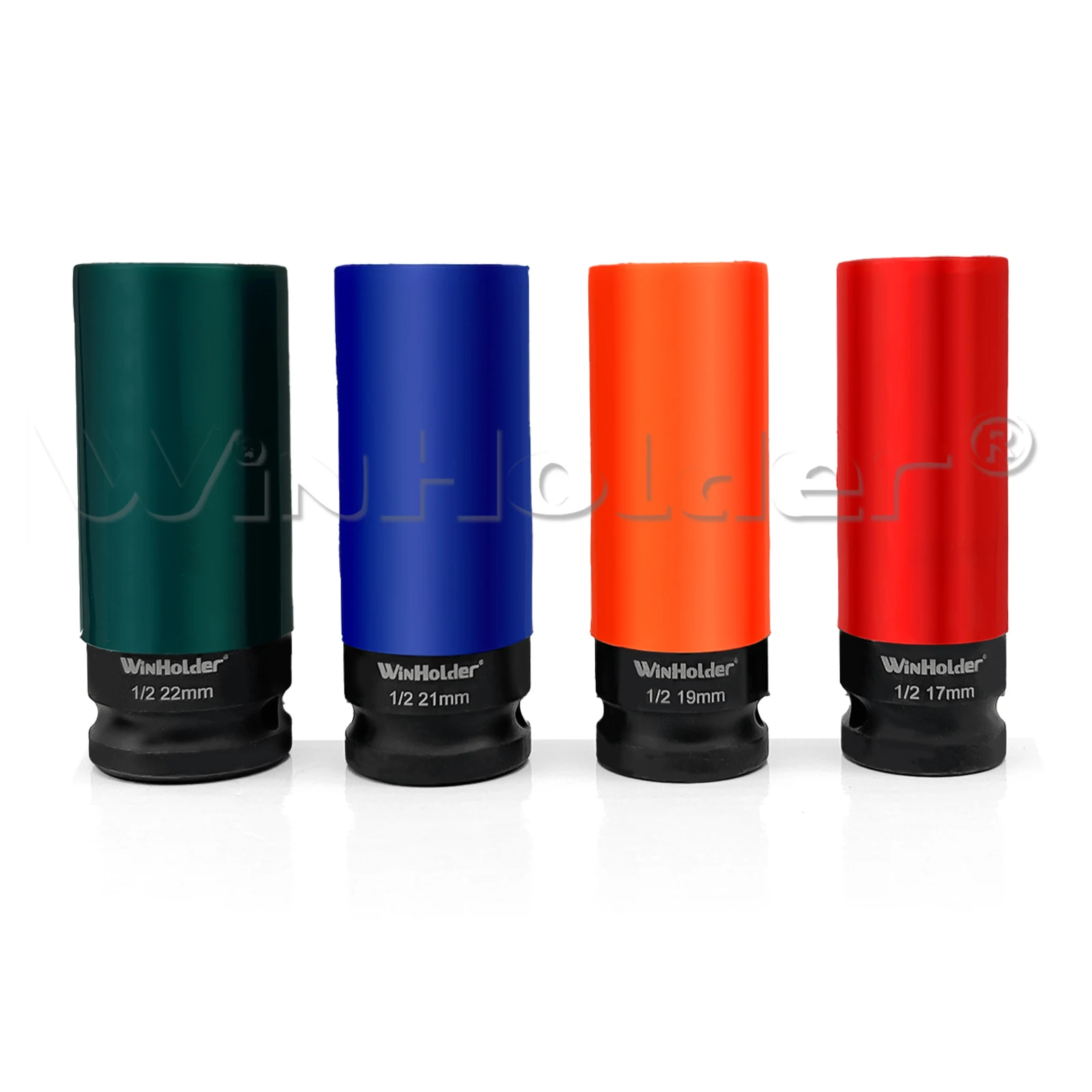 17mm 19mm 21mm 22mm Alloy Wheel Nut Thin Deep Impact Socket Tools Set 1/2" Drive 4Pcs Wheel Nut Thin Deep 6 Point Socket Kit