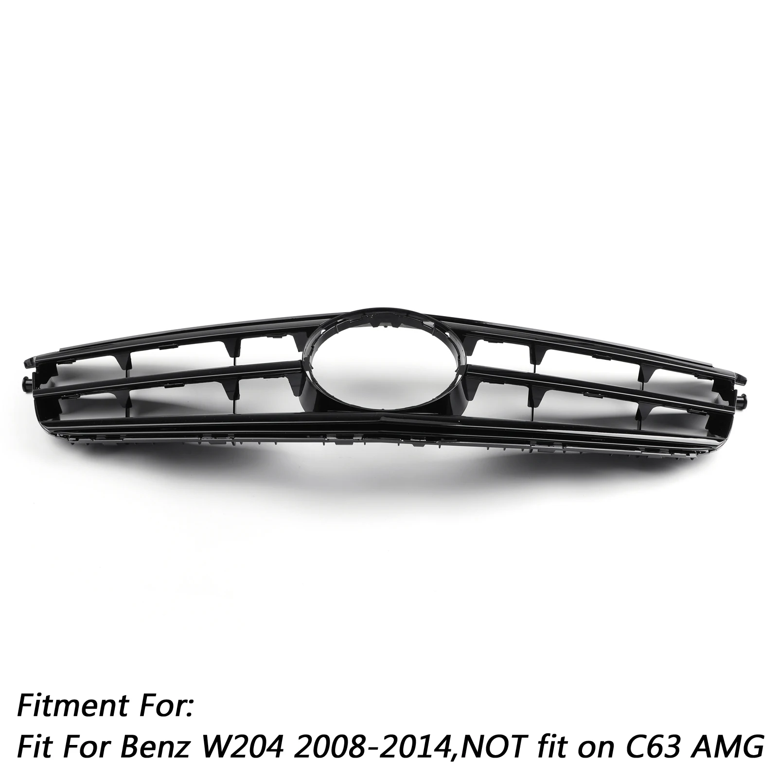 Artudatech Front Bumper Grille Fit for Benz C Class W204 W/LED Emblem C300/C350 2008 2009 2010 2011 2012 2013 2014 Blk