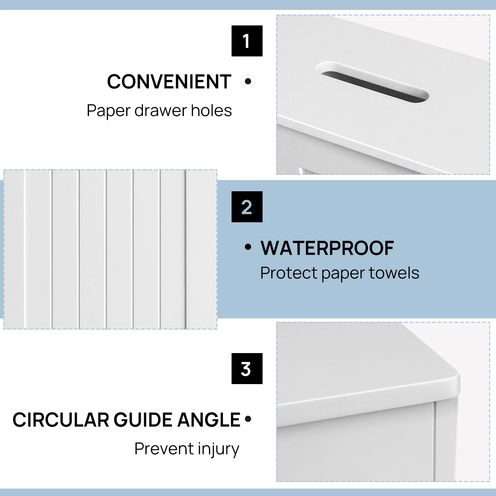 White Compact Shaker Wooden Bathroom Storage Unit, Undersink Toilet Roll Paper Cabinet, Weatherproof Engineered Wood Multi-Purpose Cleaning Tidy Box 14×27×35cm