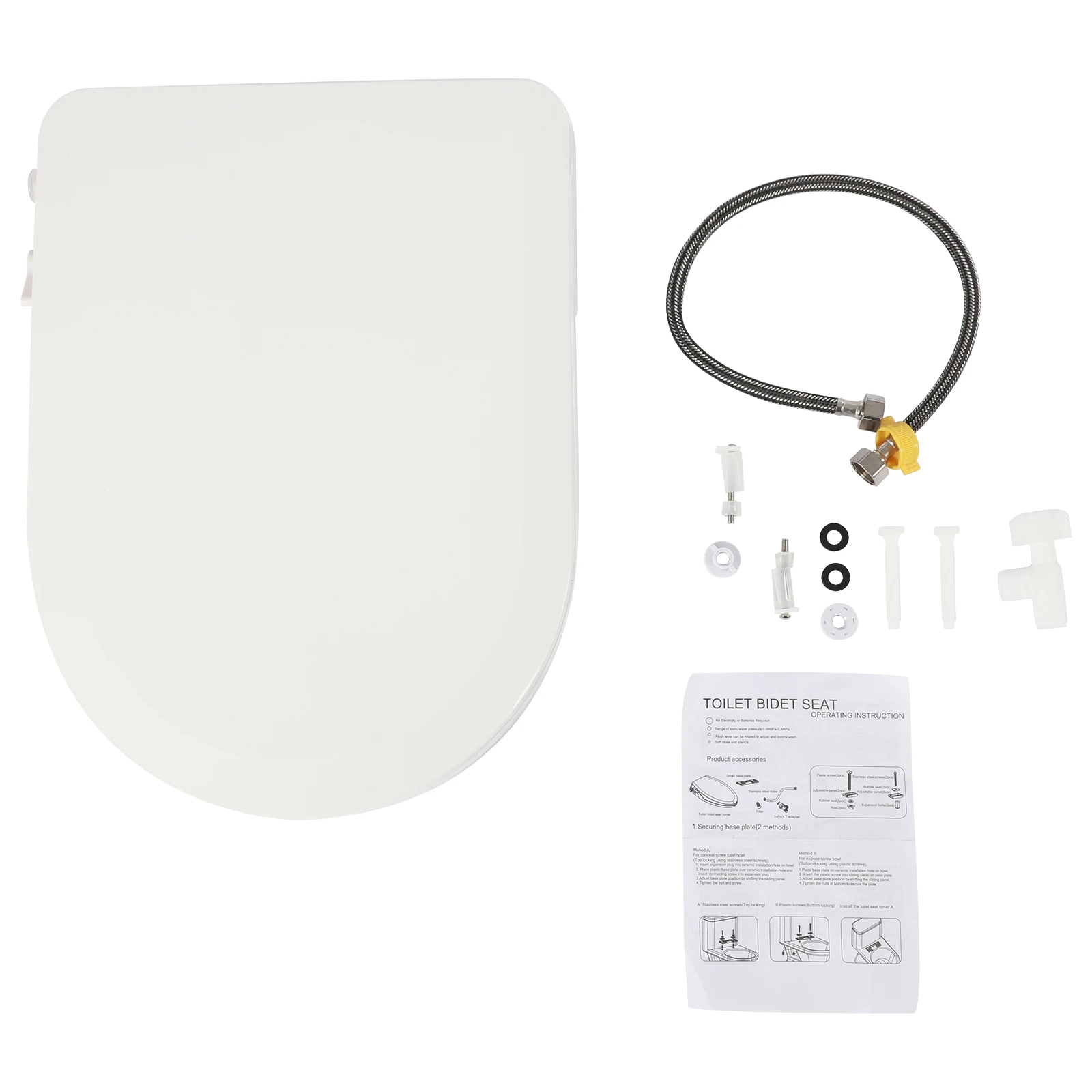 Smart Toilet Seat Cover with Dual Nozzle System Front and Rear Wash Non-electric Design Slow Damping Women Hip Washing
