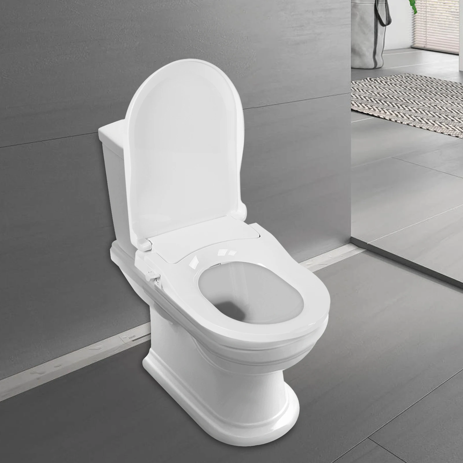 Smart Toilet Seat Cover with Dual Nozzle System Front and Rear Wash Non-electric Design Slow Damping Women Hip Washing