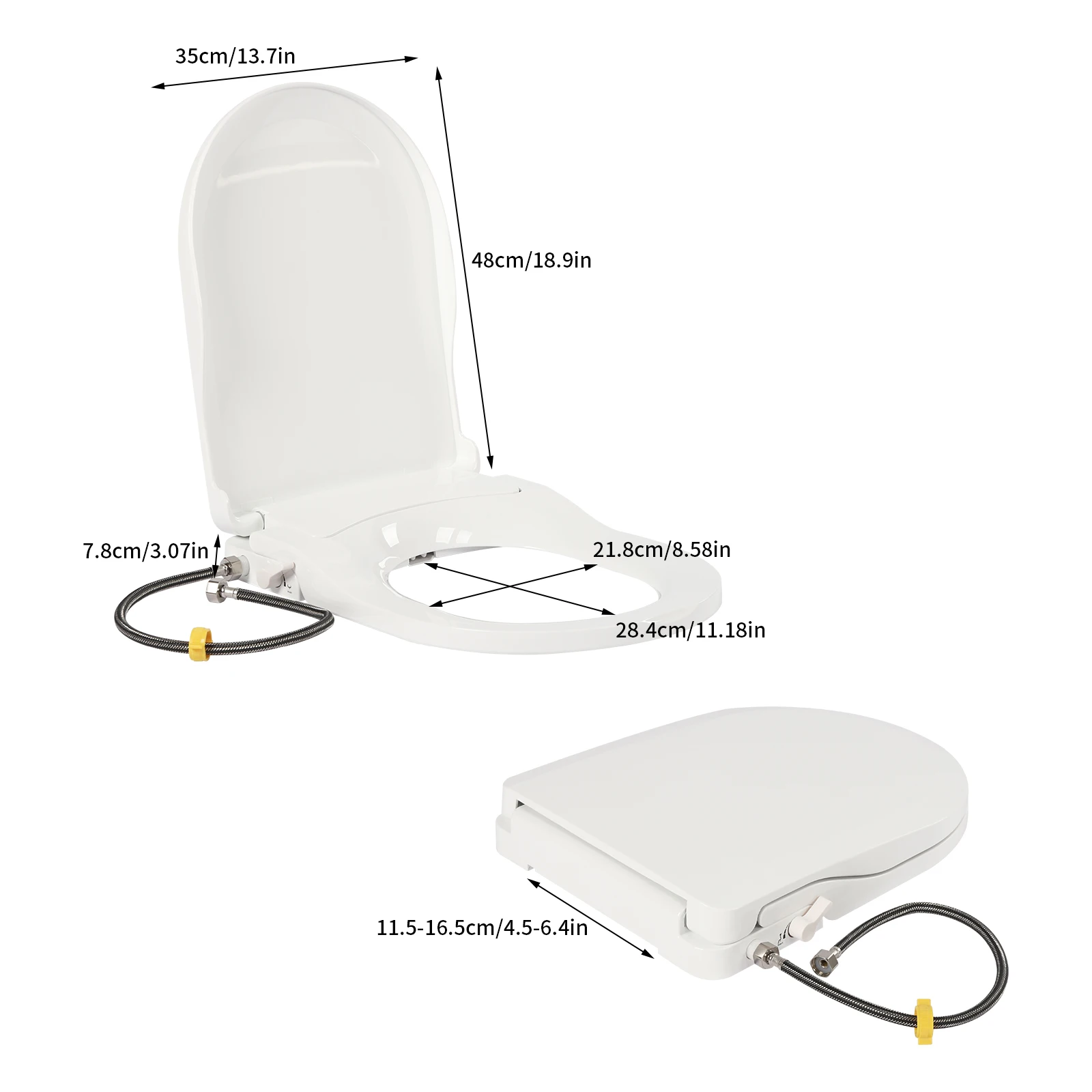 Smart Toilet Seat Cover with Dual Nozzle System Front and Rear Wash Non-electric Design Slow Damping Women Hip Washing