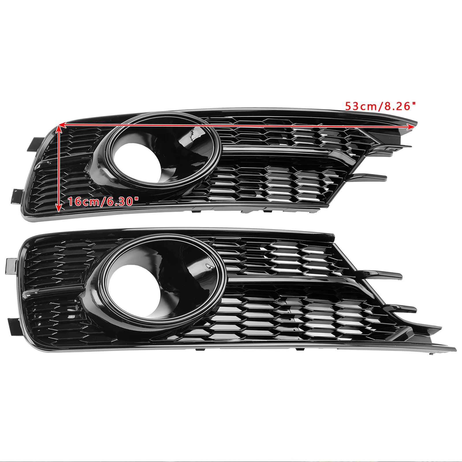 Artudatech Pair Front Bumper Lower Light Cover Grille Fit for AUDI A6 C7 2016-2018 W/ACC Hole