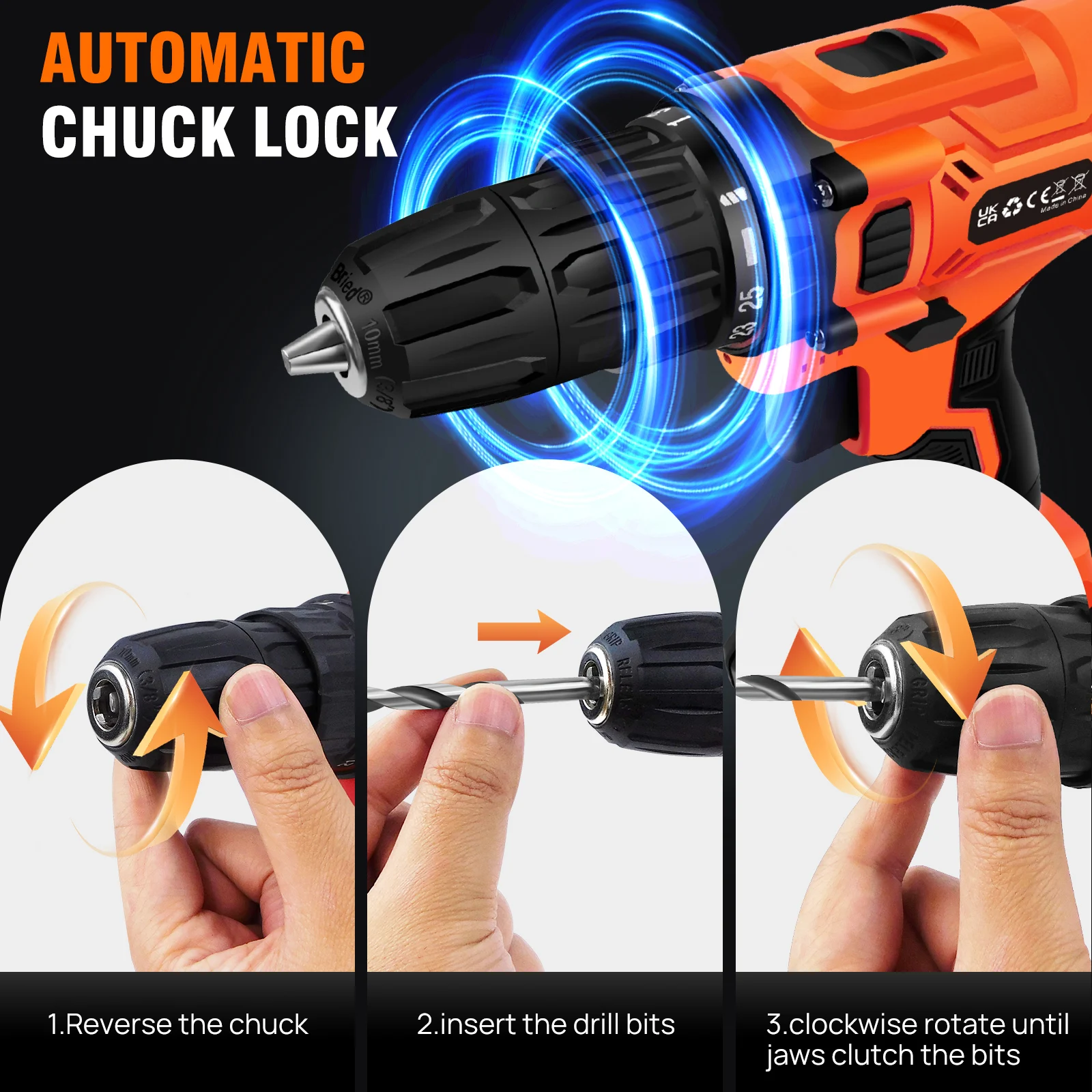 Cordless Drill Driver 21V Battery Drill Set Electric Screwdriver Set,45 Nm Max Impact Drill,2-Speed & LED