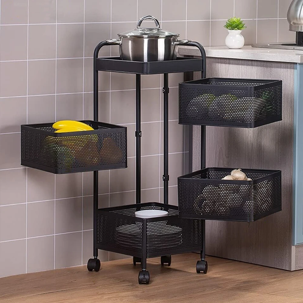 【Lifeideas】Multi-functional Storage Rack Vegetable Basket Removable Rotating Kitchen Shelving Shelf Trolley Furniture Home