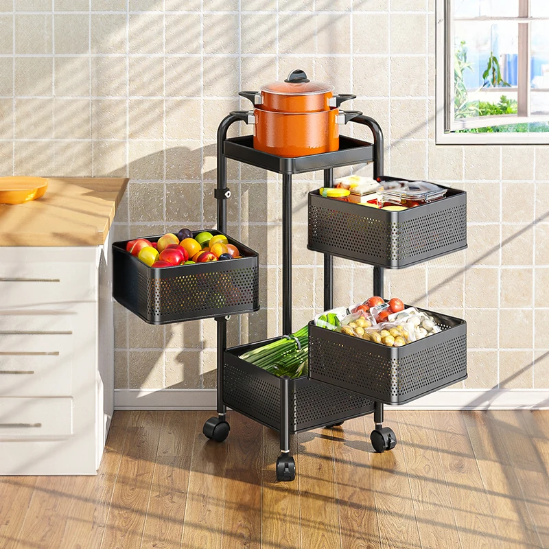 【Lifeideas】Multi-functional Storage Rack Vegetable Basket Removable Rotating Kitchen Shelving Shelf Trolley Furniture Home