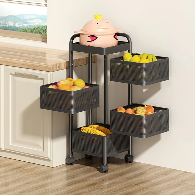 【Lifeideas】Multi-functional Storage Rack Vegetable Basket Removable Rotating Kitchen Shelving Shelf Trolley Furniture Home