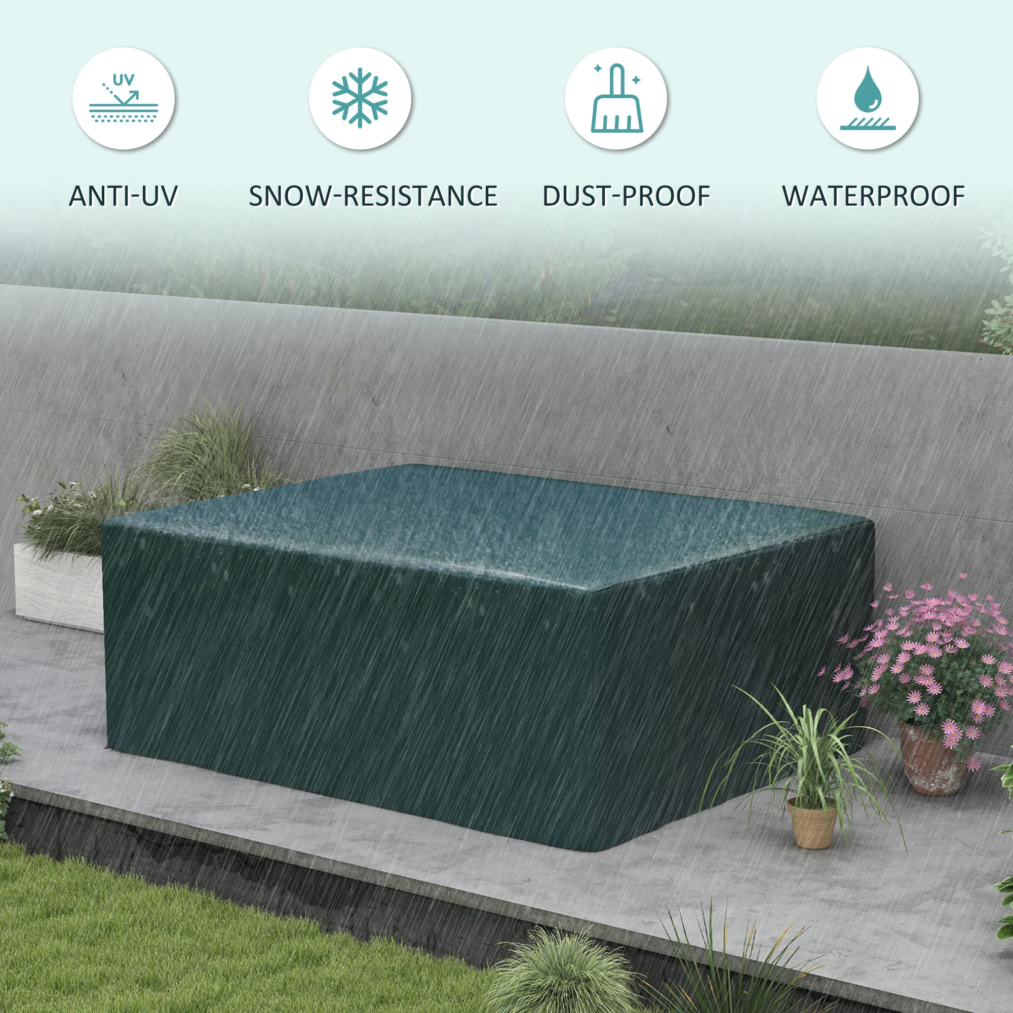 Outsunny Garden Furniture Cover, Waterproof Anti-Uv Large Protective Patio Set Covers, 235 X 190 X 90cm, Green