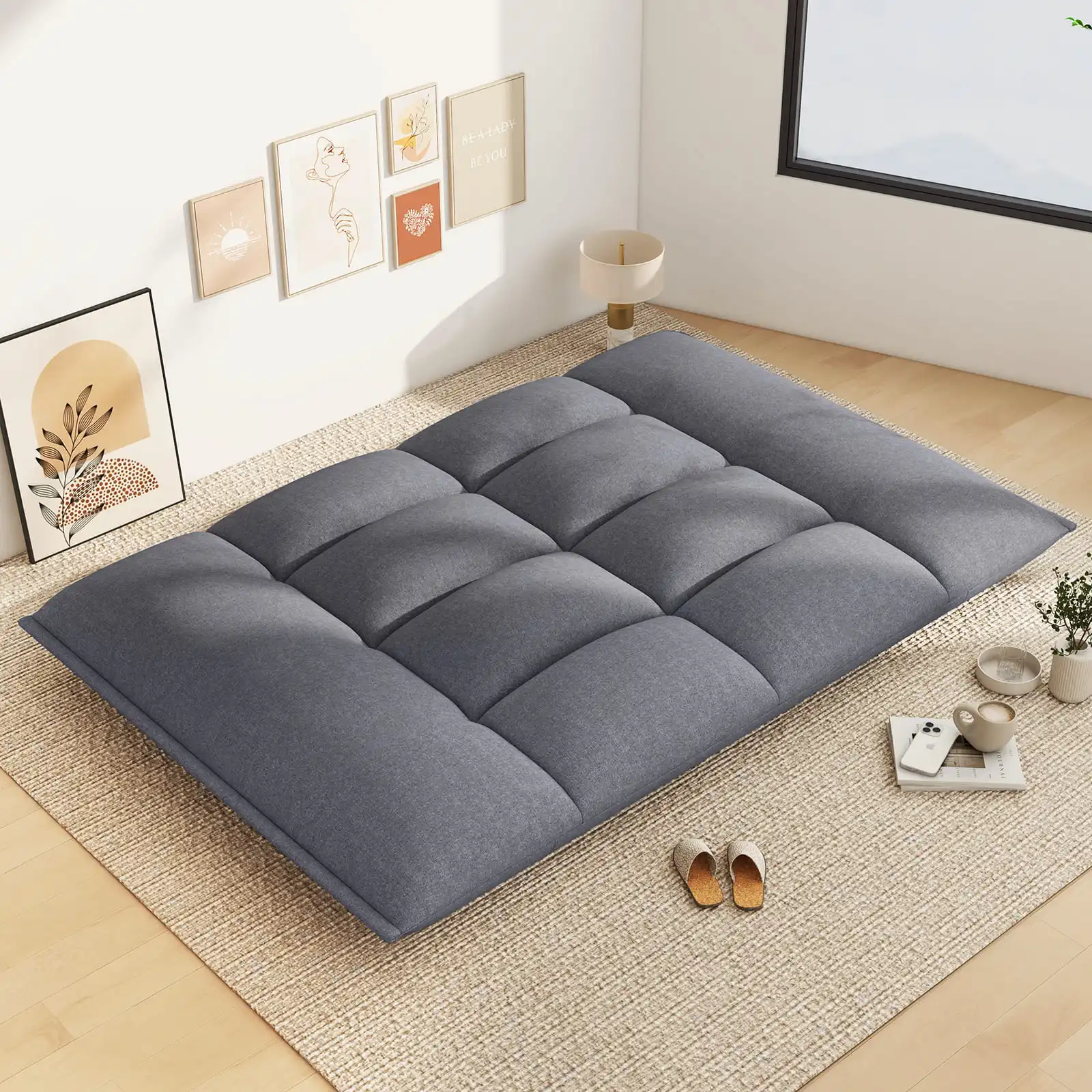GOFLAME Floor Sofa Chair Convertible Lazy Couch w/Adjustable Backrest