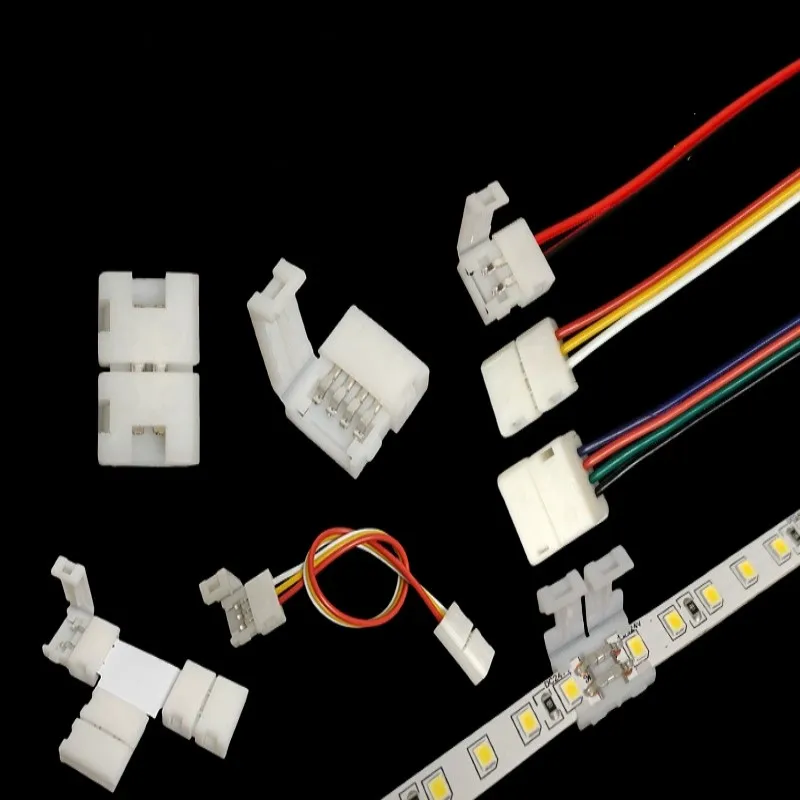 5PCS 10PCS 4 Pin LED Strip Connector T L X Shape 8MM 10MM Free Welding for RGB SMD 5050 2835 LED Strip Light Connector
