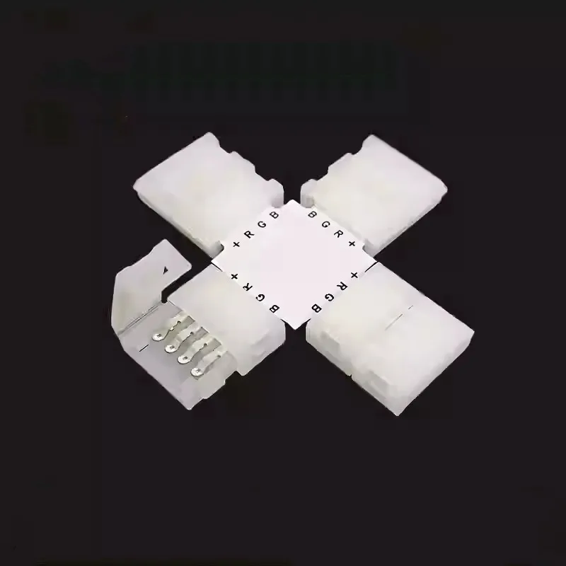 5PCS 10PCS 4 Pin LED Strip Connector T L X Shape 8MM 10MM Free Welding for RGB SMD 5050 2835 LED Strip Light Connector