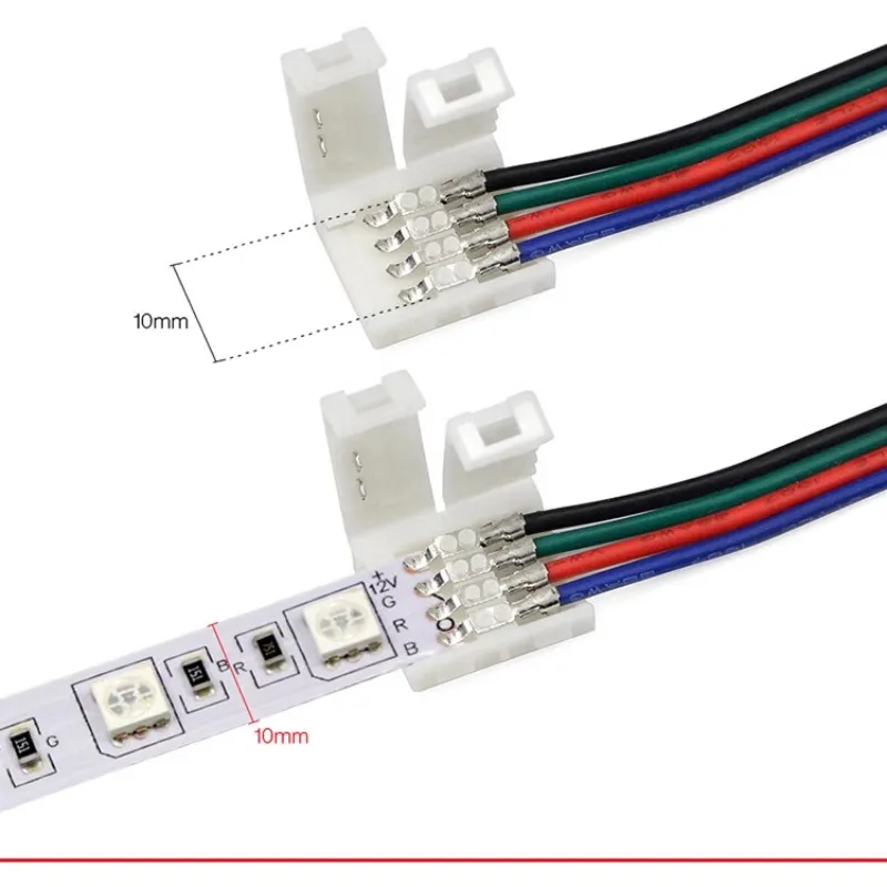 5PCS 10PCS 4 Pin LED Strip Connector T L X Shape 8MM 10MM Free Welding for RGB SMD 5050 2835 LED Strip Light Connector