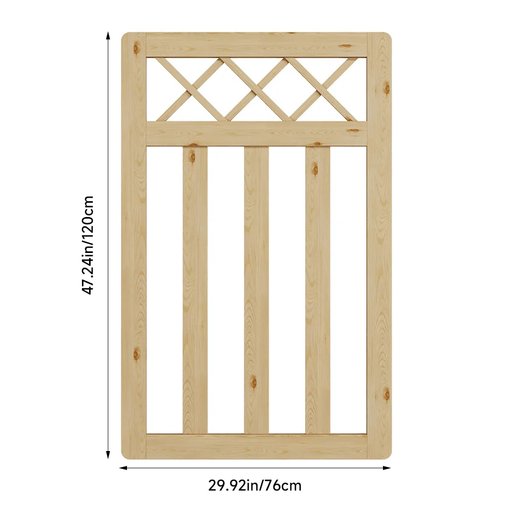 Outdoor Cross Top Wooden Garden Gate Pedestrian Fence Yard Door