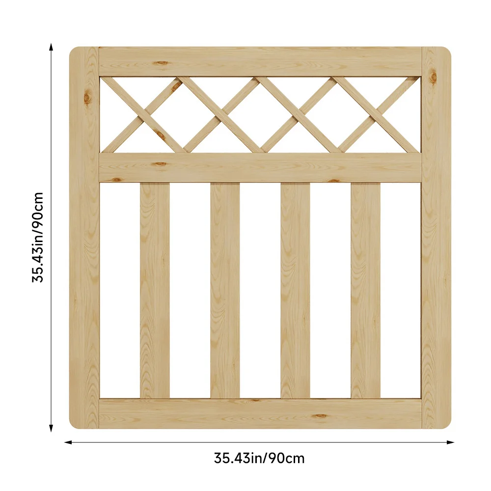 Outdoor Cross Top Wooden Garden Gate Pedestrian Fence Yard Door