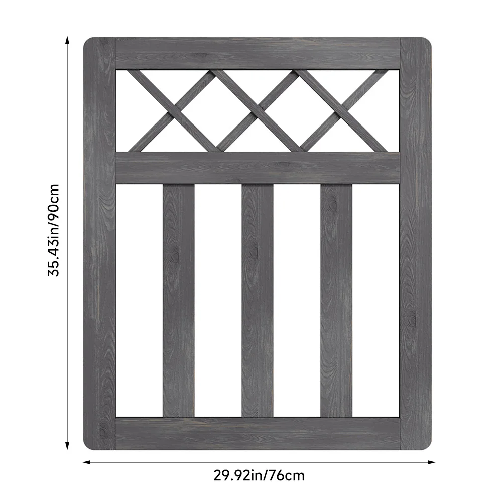Outdoor Cross Top Wooden Garden Gate Pedestrian Fence Yard Door