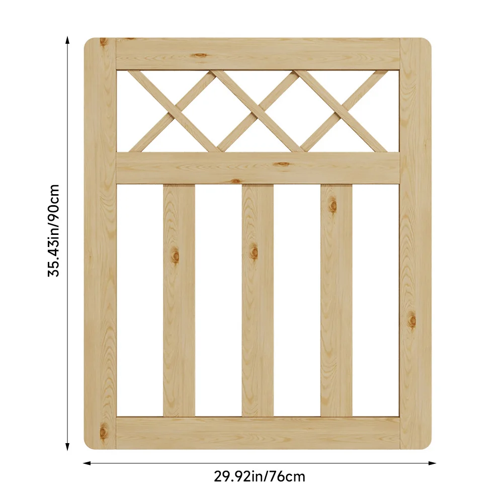 Outdoor Cross Top Wooden Garden Gate Pedestrian Fence Yard Door
