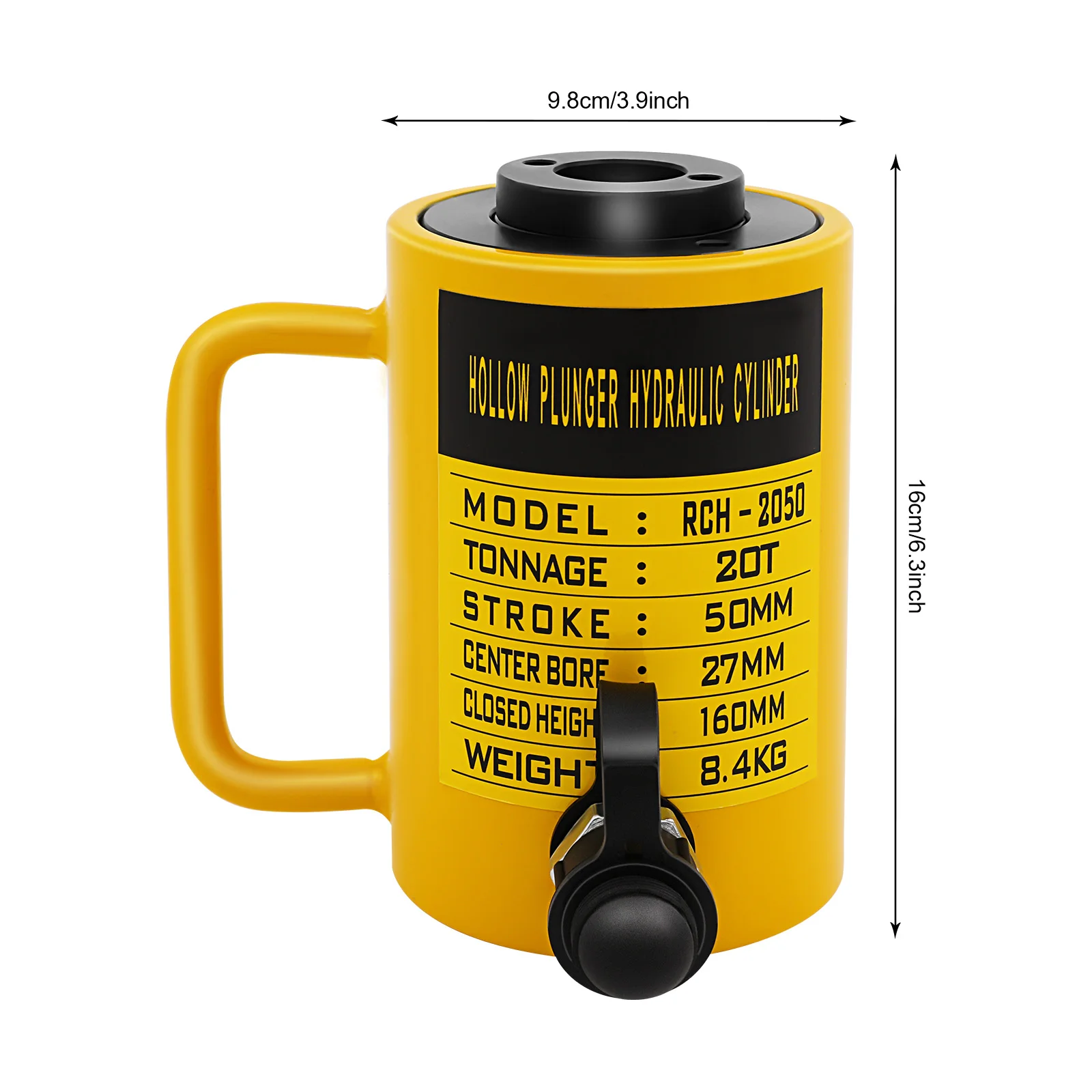 20 Ton Manual Oil Pump Hydraulic Cylinder Lifter Hollow 2 inch Ram Stroke Hollow Cylinder Hydraulic Cylinder Jack CP-700B