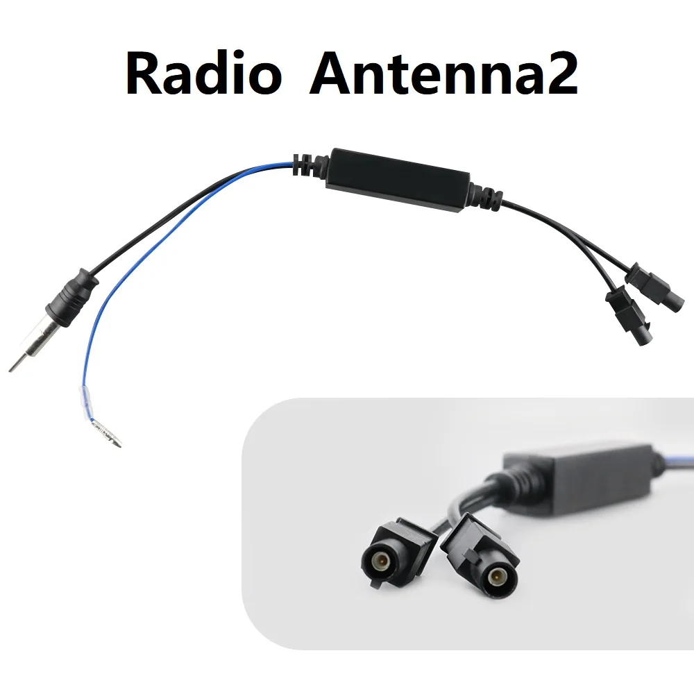 Hizpo Single Head or Dual FAKRA RF Radio Antenna Adapter Converter Cable with Amplifier for Audi VW Benz Car Multimedia Player