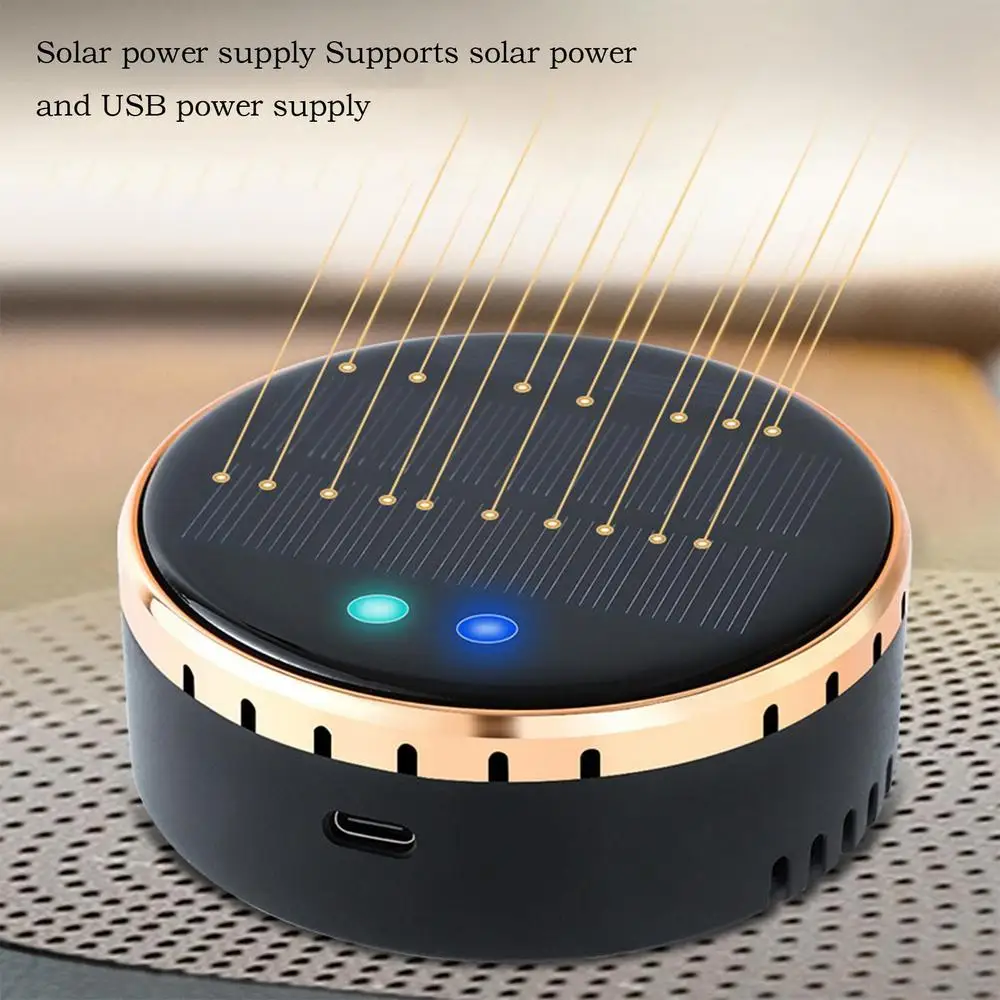 Car Air Purifier For Smokers Solar HEPA Car Purifier Air Freshener Vehicle Accessories Small Home Deodorizer With USB Cable For